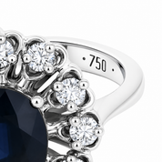 Anello - 18 carati Oro bianco - 1.50ct. tw. Zaffiro - Diamante - Made in Italy - Handmade
