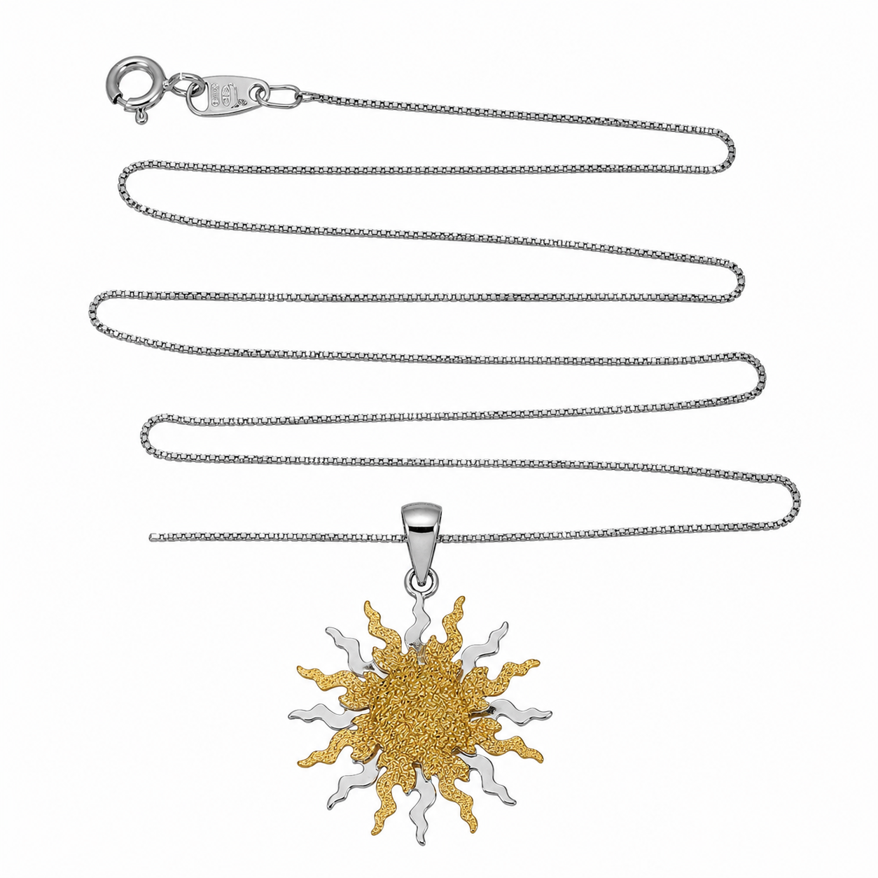 Collana con ciondolo - 18 carati Oro giallo, Oro bianco - Made in Italy - Handmade