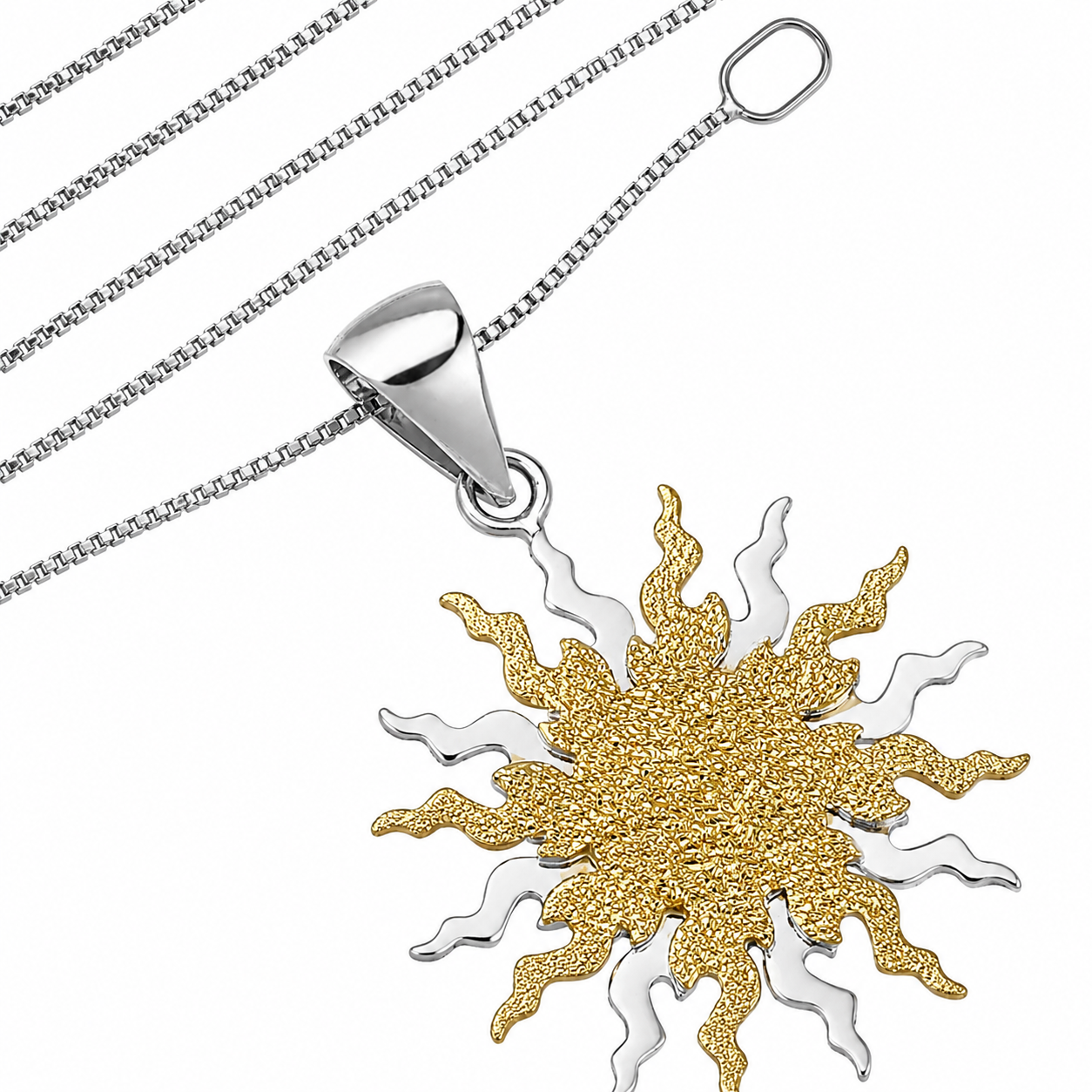 Collana con ciondolo - 18 carati Oro giallo, Oro bianco - Made in Italy - Handmade