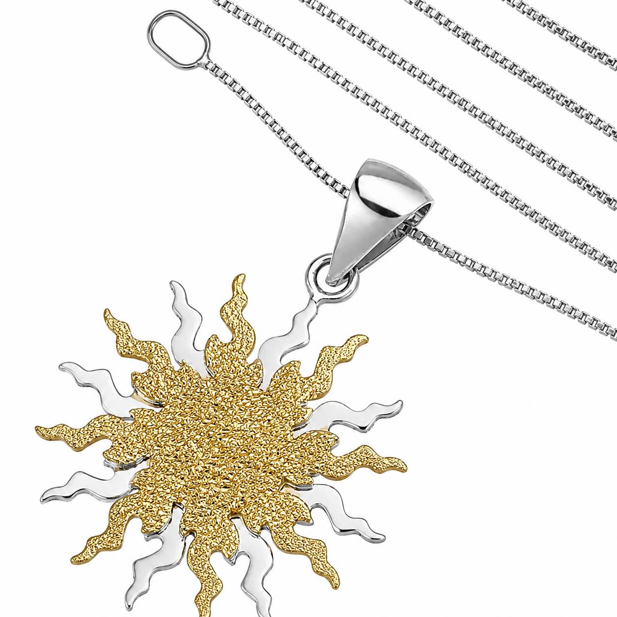 Collana con ciondolo - 18 carati Oro giallo, Oro bianco - Made in Italy - Handmade