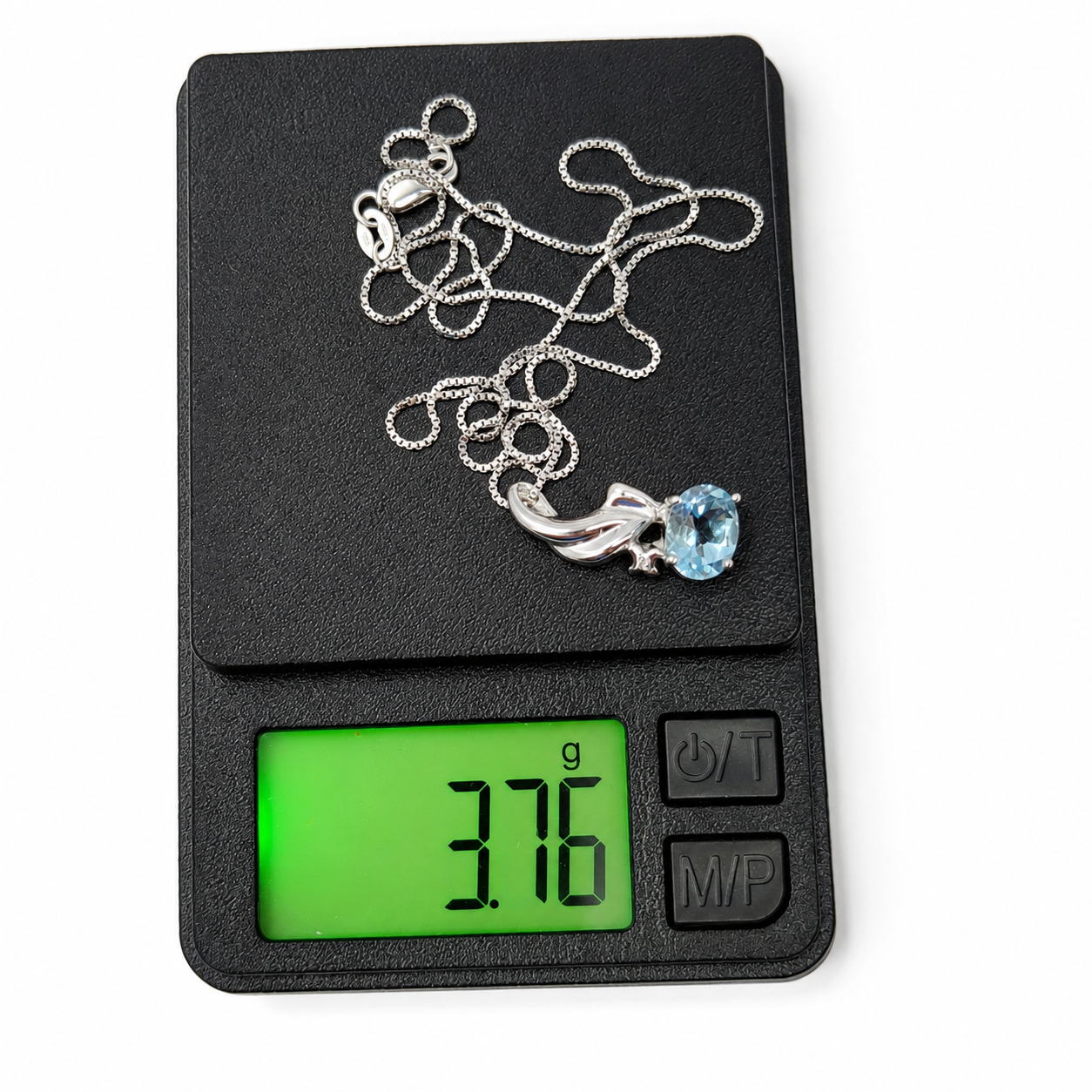 Collana con ciondolo - 18 carati Oro bianco - 1.32ct. tw. Acquamarina - Diamante - Made in Italy - Handmade