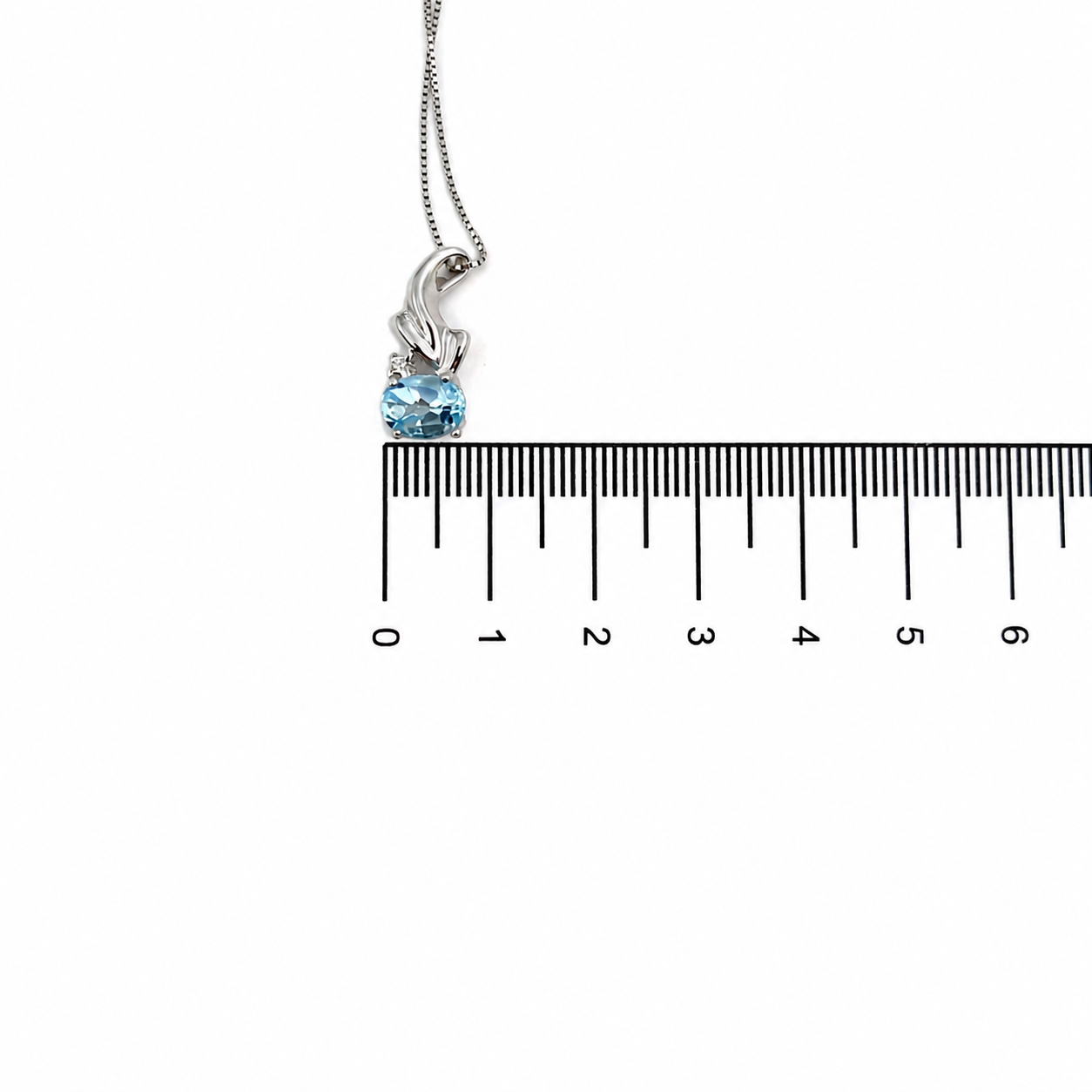 Collana con ciondolo - 18 carati Oro bianco - 1.32ct. tw. Acquamarina - Diamante - Made in Italy - Handmade