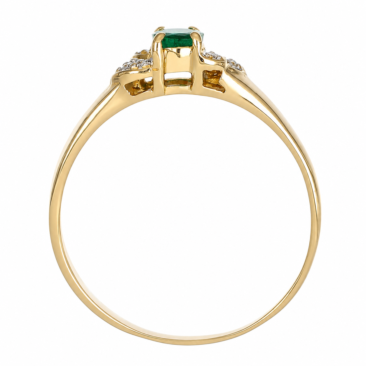 Anello - 18 carati Oro giallo - 0.31ct. tw. Smeraldo - Diamante - Made in Italy - Handmade