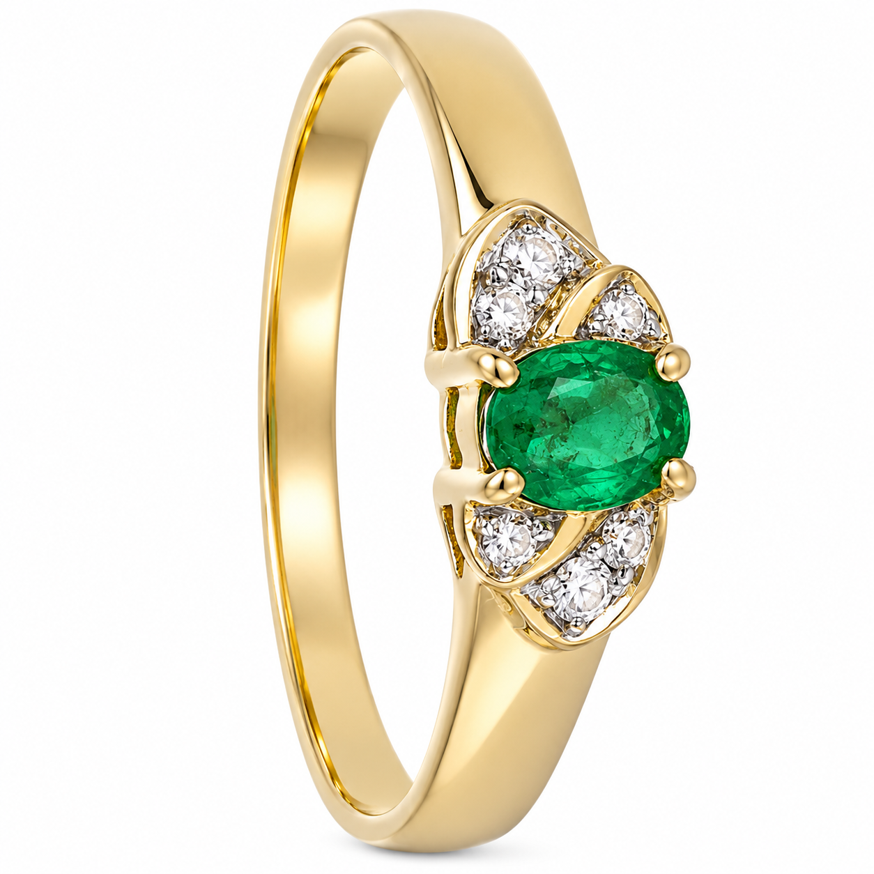Anello - 18 carati Oro giallo - 0.31ct. tw. Smeraldo - Diamante - Made in Italy - Handmade