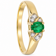 Anello - 18 carati Oro giallo - 0.31ct. tw. Smeraldo - Diamante - Made in Italy - Handmade