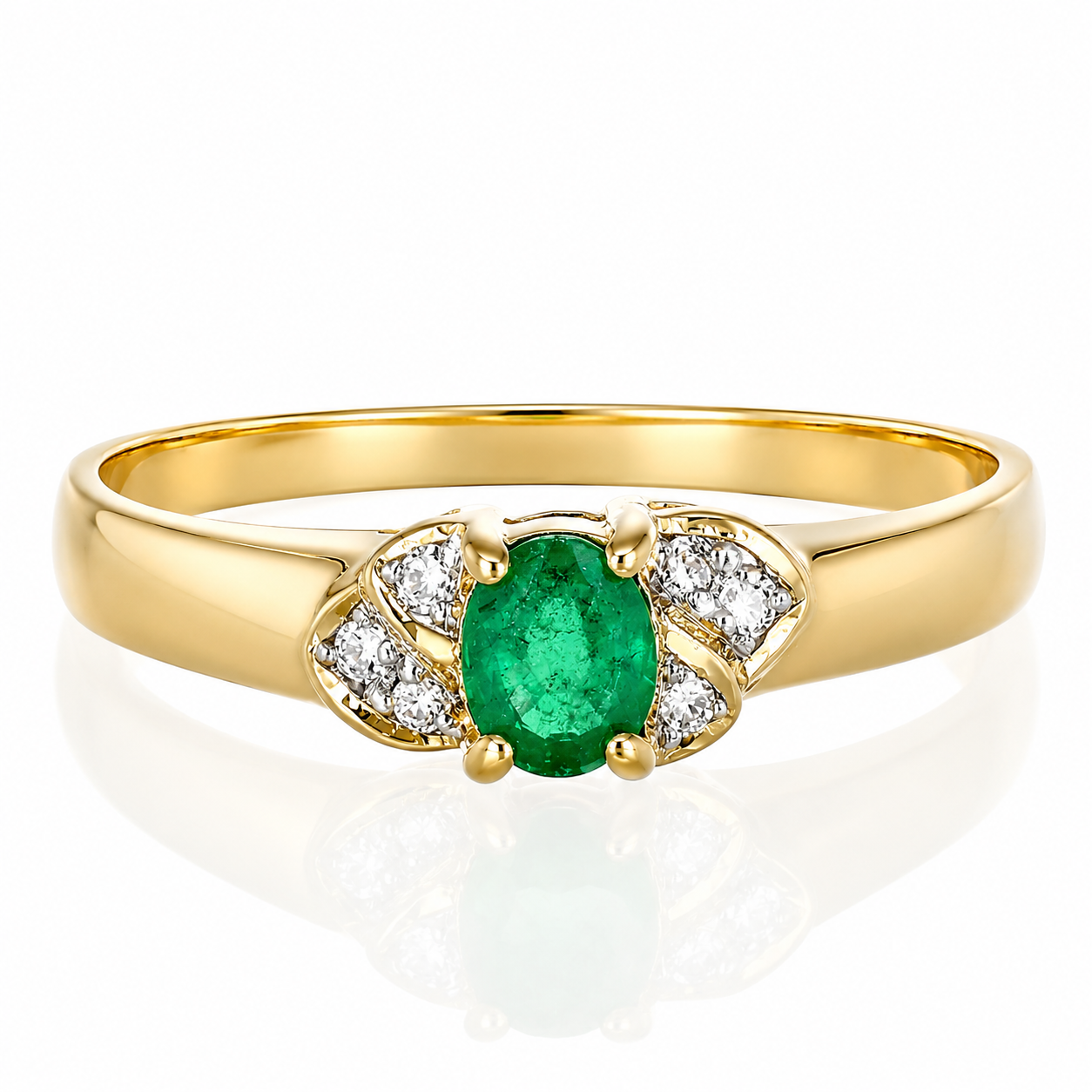 Anello - 18 carati Oro giallo - 0.31ct. tw. Smeraldo - Diamante - Made in Italy - Handmade