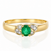 Anello - 18 carati Oro giallo - 0.31ct. tw. Smeraldo - Diamante - Made in Italy - Handmade