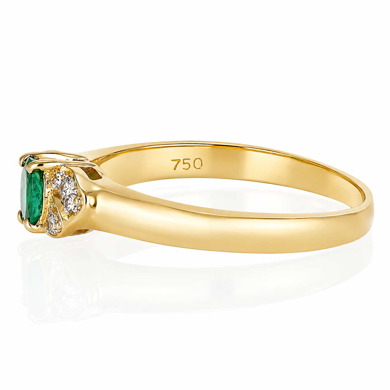 Anello - 18 carati Oro giallo - 0.31ct. tw. Smeraldo - Diamante - Made in Italy - Handmade