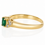 Anello - 18 carati Oro giallo - 0.31ct. tw. Smeraldo - Diamante - Made in Italy - Handmade
