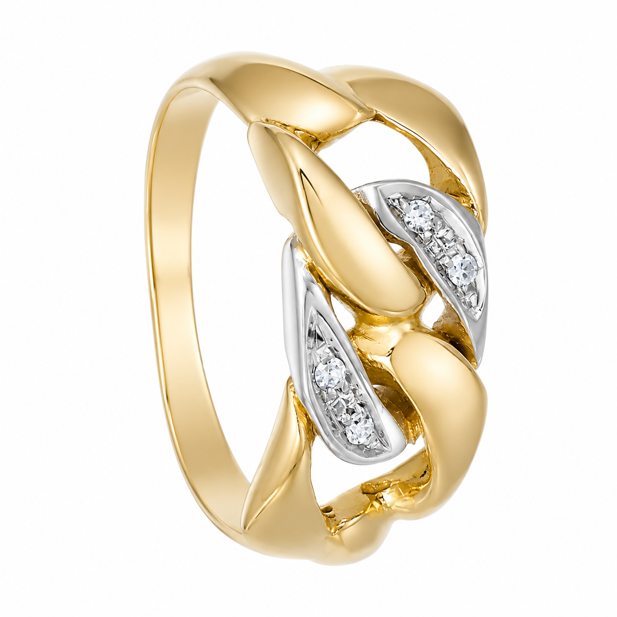 Anello - 18 carati Oro bianco, Oro giallo - 0.08ct. tw. Diamante (Naturale) - Made in Italy - Handmade
