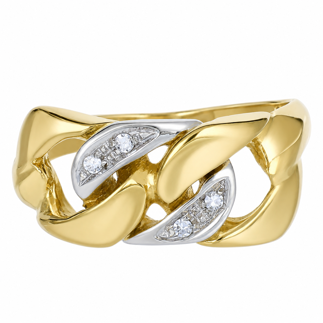 Anello - 18 carati Oro bianco, Oro giallo - 0.08ct. tw. Diamante (Naturale) - Made in Italy - Handmade