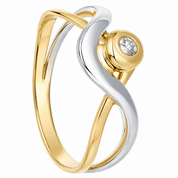 Anello - 18 carati Oro bianco, Oro giallo - 0.08ct. tw. Diamante (Naturale) - Made in Italy - Handmade