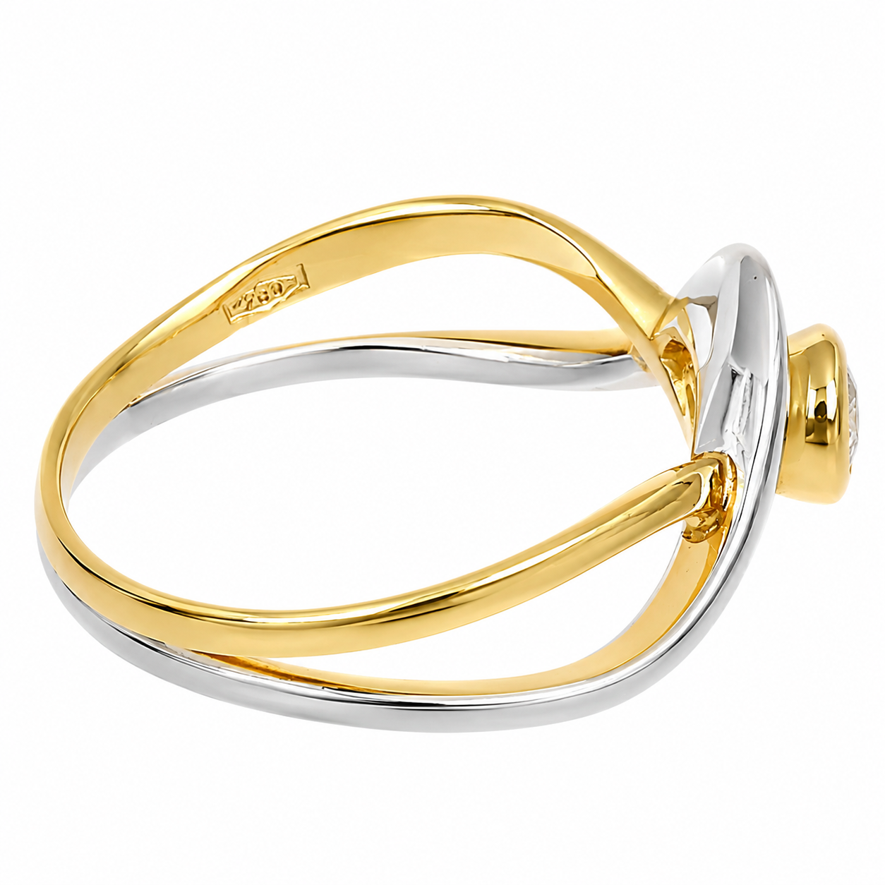 Anello - 18 carati Oro bianco, Oro giallo - 0.08ct. tw. Diamante (Naturale) - Made in Italy - Handmade