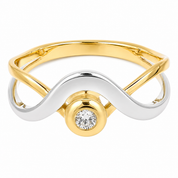 Anello - 18 carati Oro bianco, Oro giallo - 0.08ct. tw. Diamante (Naturale) - Made in Italy - Handmade