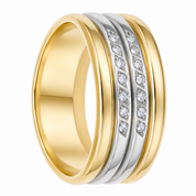 Anello - 18 carati Oro bianco, Oro giallo - 0.14ct. tw. Diamante (Naturale) - Made in Italy - Handmade
