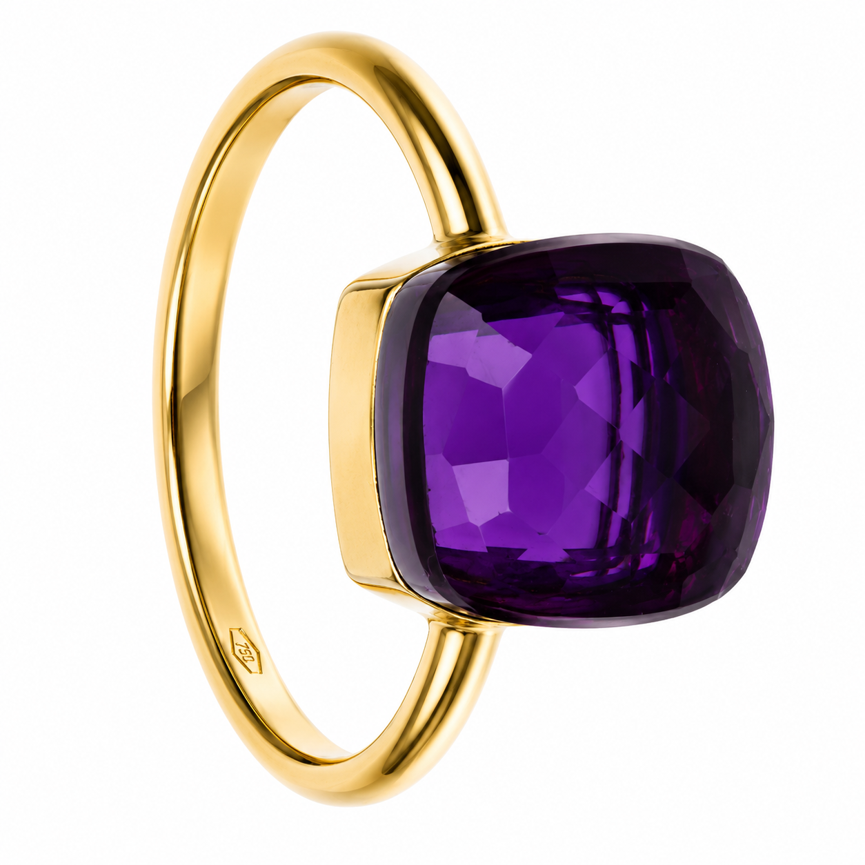 Anello - 18 carati Oro giallo - 4.00ct. tw. Ametista - Made in Italy - Handmade