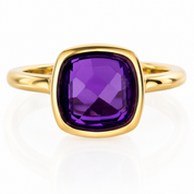 Anello - 18 carati Oro giallo - 4.00ct. tw. Ametista - Made in Italy - Handmade