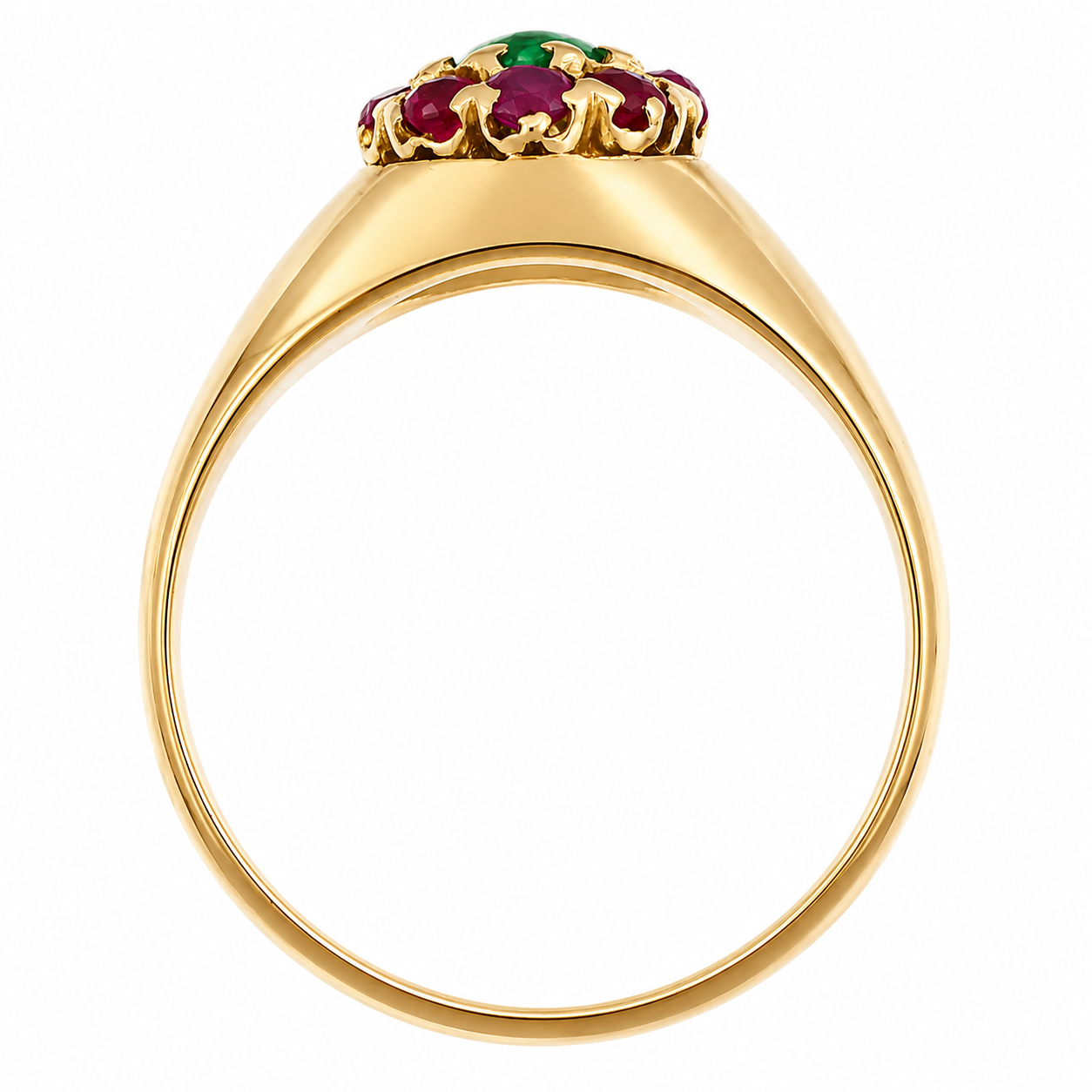 Anello - 18 carati Oro giallo - 0.40ct. tw. Giada - Rubino - Made in Italy - Handmade