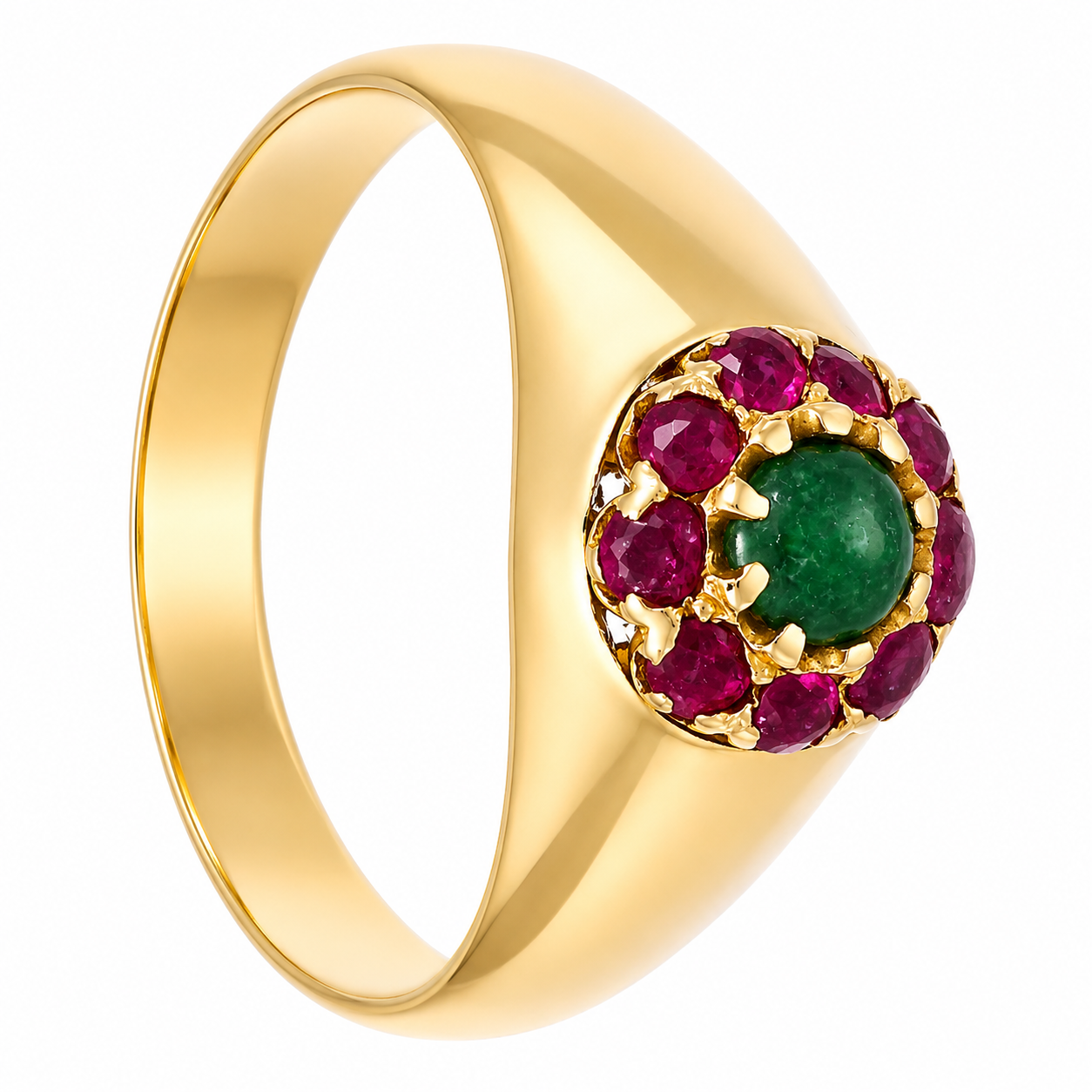 Anello - 18 carati Oro giallo - 0.40ct. tw. Giada - Rubino - Made in Italy - Handmade