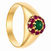 Anello - 18 carati Oro giallo - 0.40ct. tw. Giada - Rubino - Made in Italy - Handmade