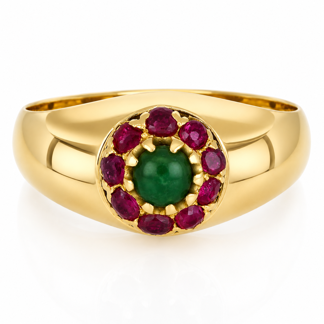 Anello - 18 carati Oro giallo - 0.40ct. tw. Giada - Rubino - Made in Italy - Handmade