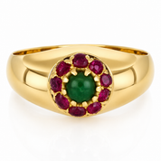 Anello - 18 carati Oro giallo - 0.40ct. tw. Giada - Rubino - Made in Italy - Handmade