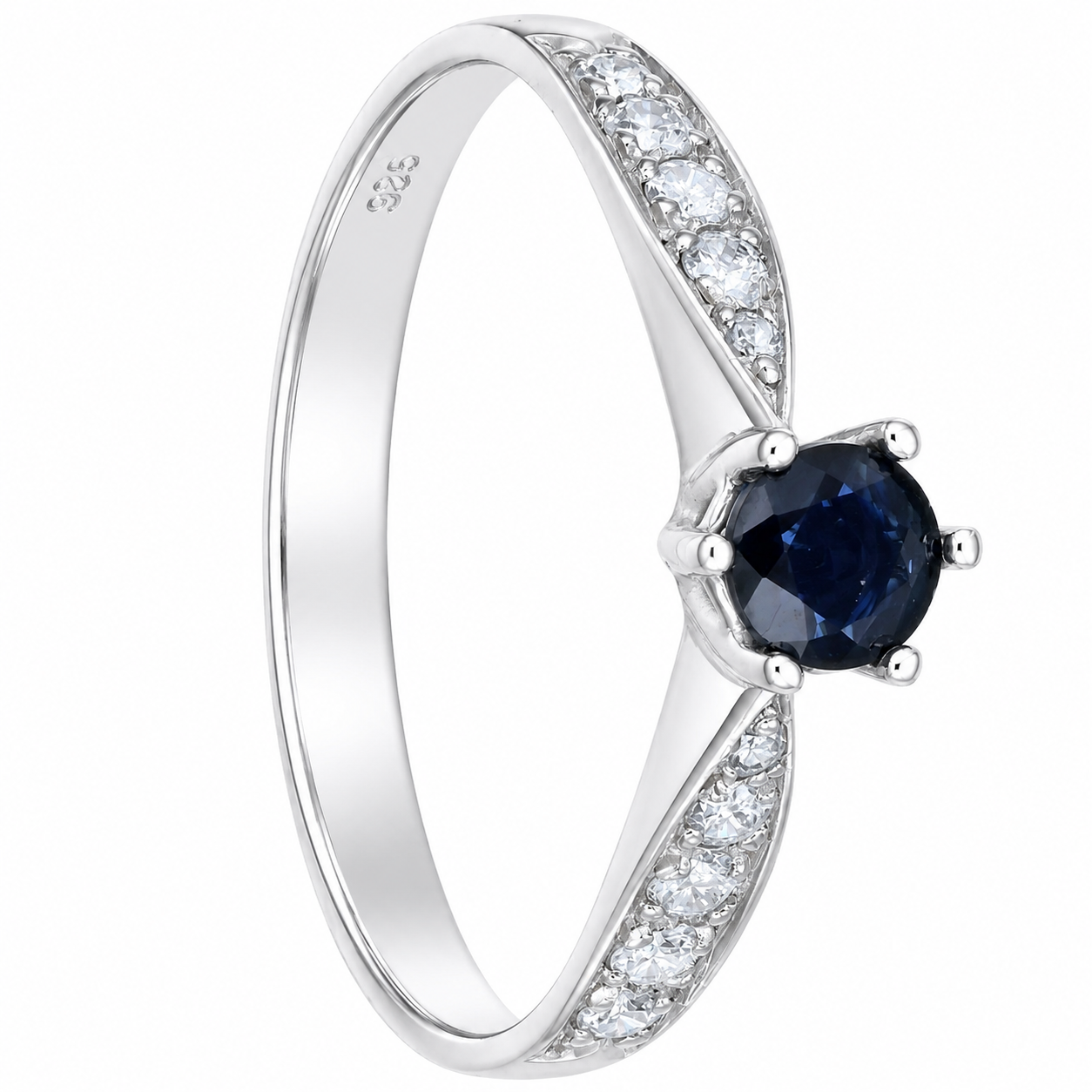 Anello - 14 carati Oro bianco - 0.60ct. tw. Zaffiro - Diamante - Handmade - Made in Italy