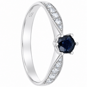 Anello - 14 carati Oro bianco - 0.60ct. tw. Zaffiro - Diamante - Handmade - Made in Italy