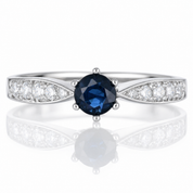 Anello - 14 carati Oro bianco - 0.60ct. tw. Zaffiro - Diamante - Handmade - Made in Italy