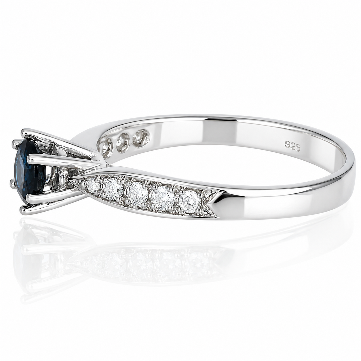 Anello - 14 carati Oro bianco - 0.60ct. tw. Zaffiro - Diamante - Handmade - Made in Italy