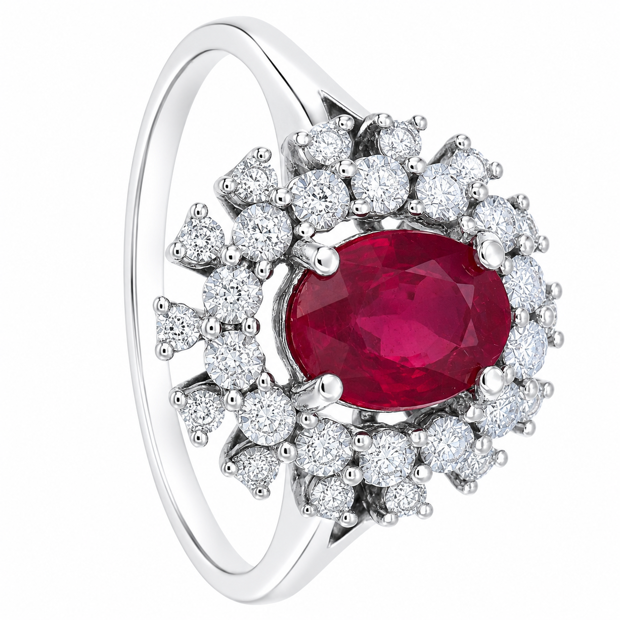 Anello - 18 carati Oro bianco - 1.58ct. tw. Rubino - Diamante - Handmade - Made in Italy
