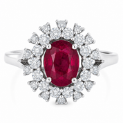 Anello - 18 carati Oro bianco - 1.58ct. tw. Rubino - Diamante - Handmade - Made in Italy