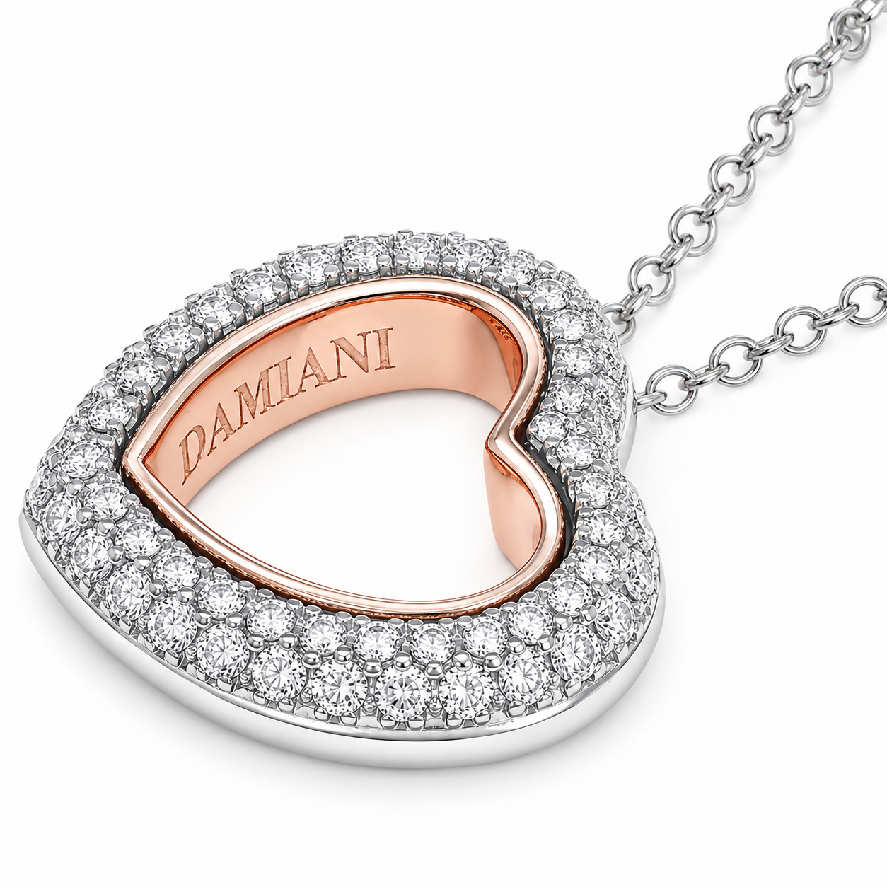 Damiani - Collana con ciondolo - 18 carati Oro bianco, Oro rosa - 0.80ct. tw. Diamante (Naturale) - Made in Italy - Handmade