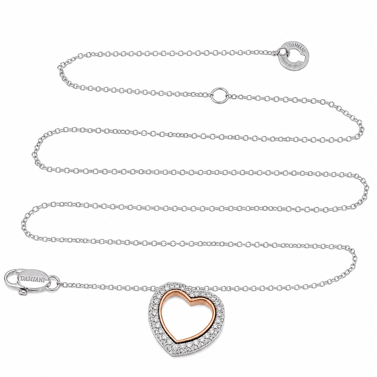 Damiani - Collana con ciondolo - 18 carati Oro bianco, Oro rosa - 0.80ct. tw. Diamante (Naturale) - Made in Italy - Handmade