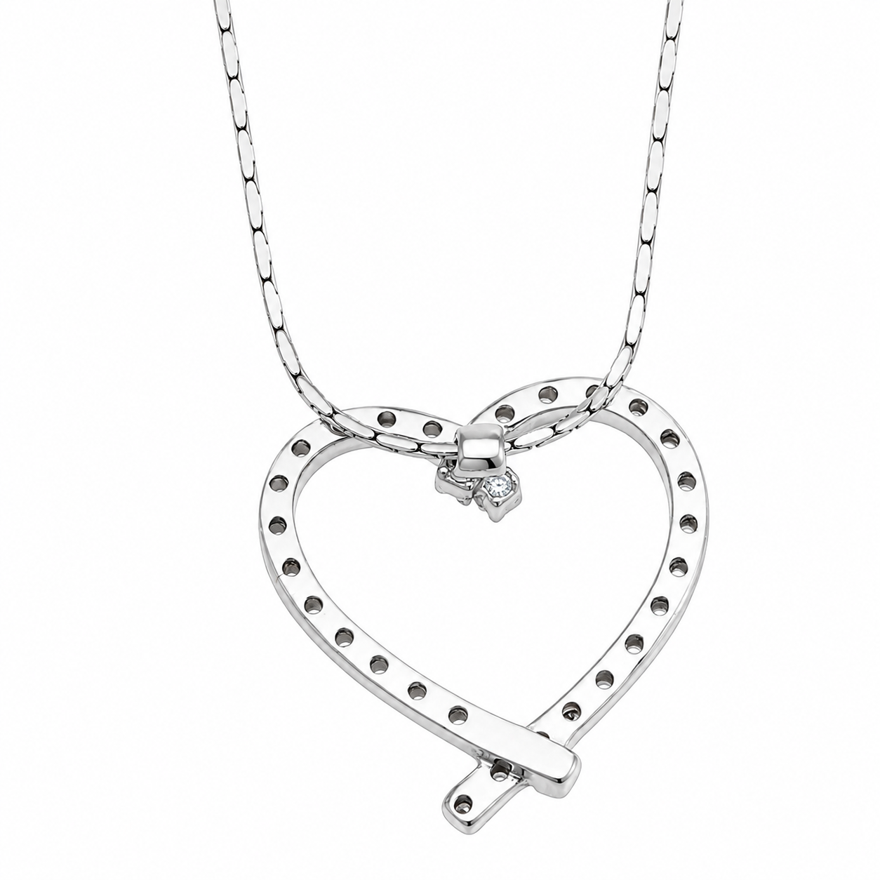 Collana con ciondolo - 18 carati Oro bianco - 0.36ct. tw. Diamante (Naturale) - Made in Italy - Handmade