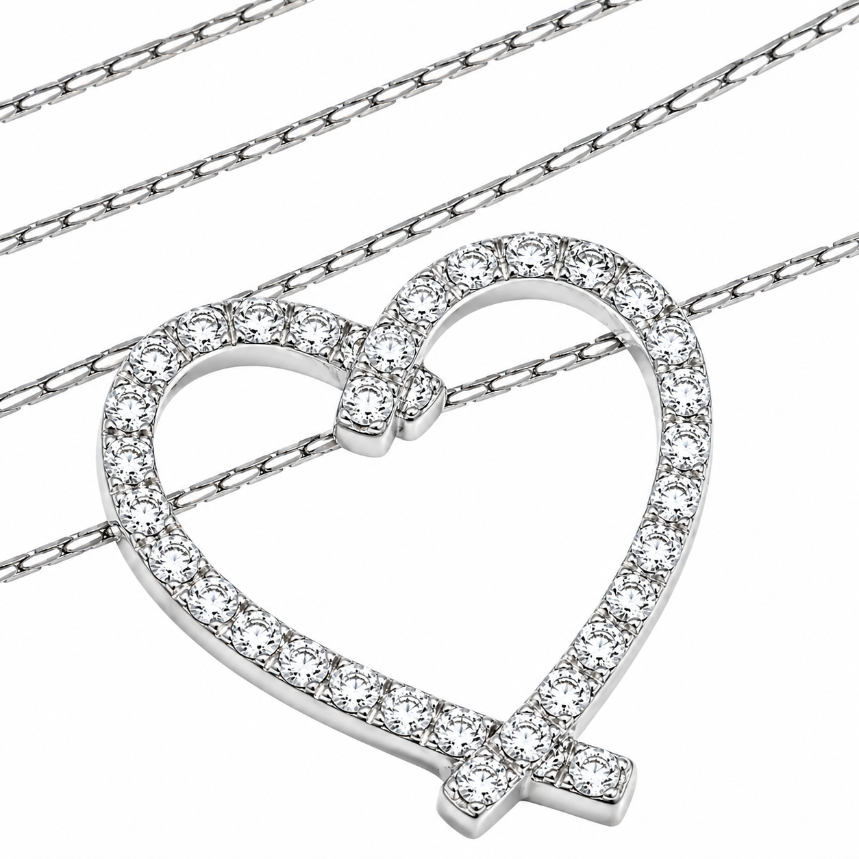 Collana con ciondolo - 18 carati Oro bianco - 0.36ct. tw. Diamante (Naturale) - Made in Italy - Handmade