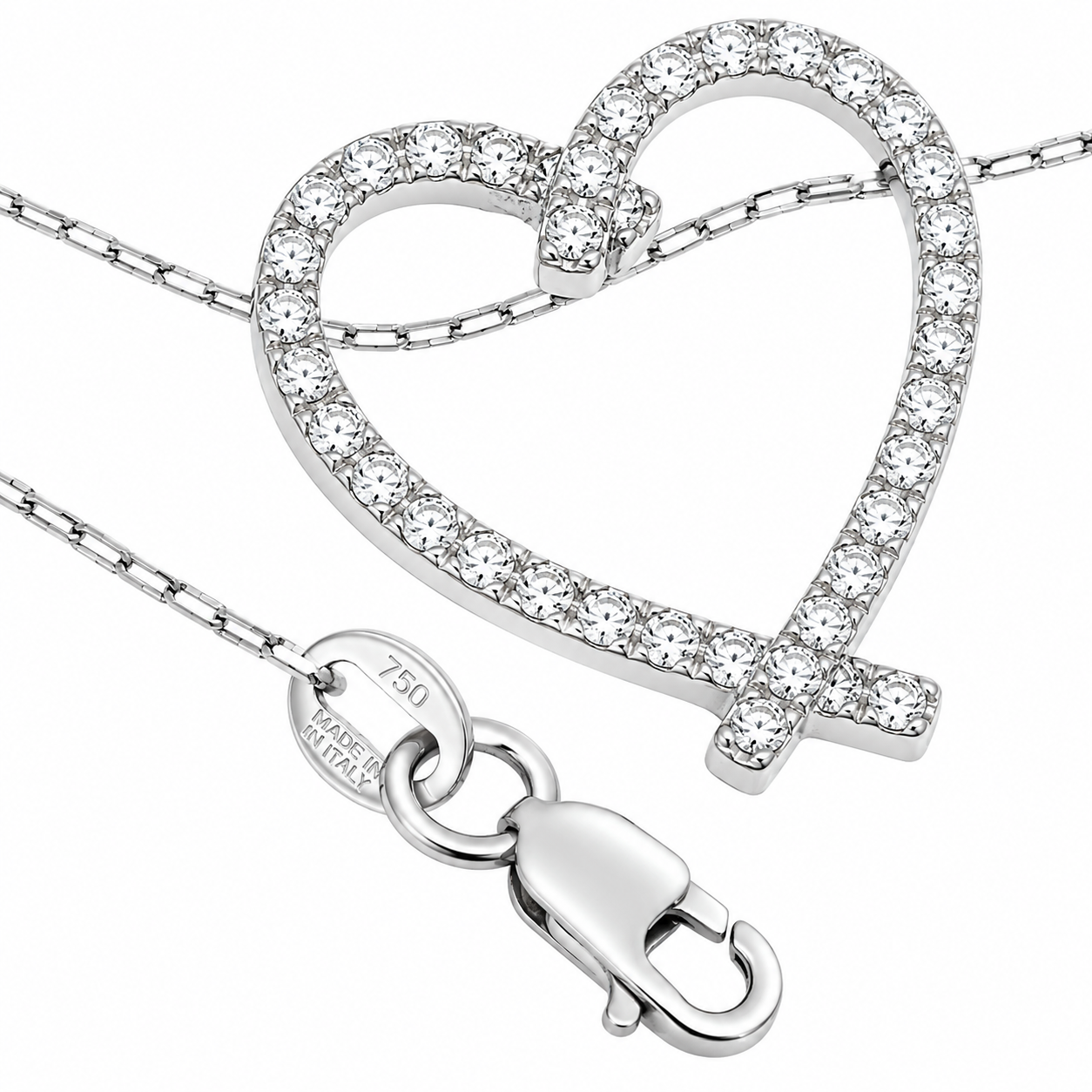 Collana con ciondolo - 18 carati Oro bianco - 0.36ct. tw. Diamante (Naturale) - Made in Italy - Handmade