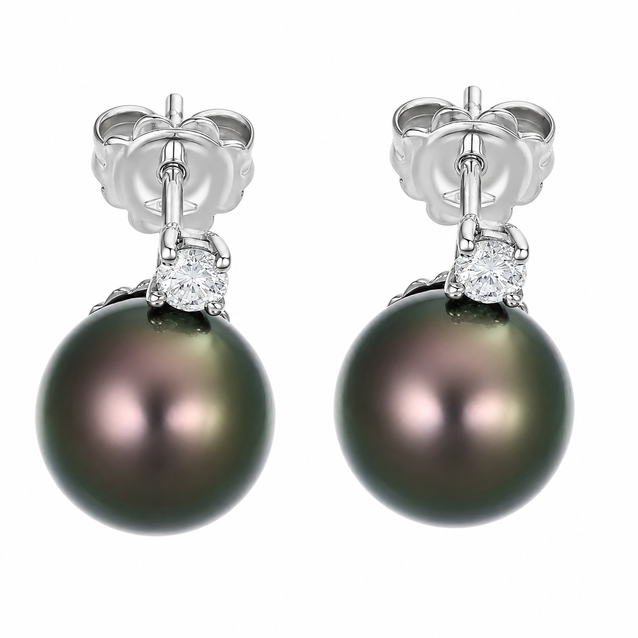 Orecchini - 18 carati Oro bianco - 0.26ct. tw. Diamante (Naturale) - Perla - Made in Italy - Handmade