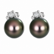 Orecchini - 18 carati Oro bianco - 0.26ct. tw. Diamante (Naturale) - Perla - Made in Italy - Handmade