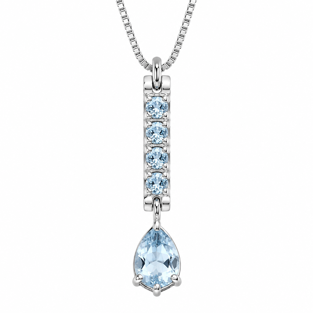 Collana con ciondolo - 18 carati Oro bianco - 0.92ct. tw. Acquamarina - Topazio - Made in Italy - Handmade