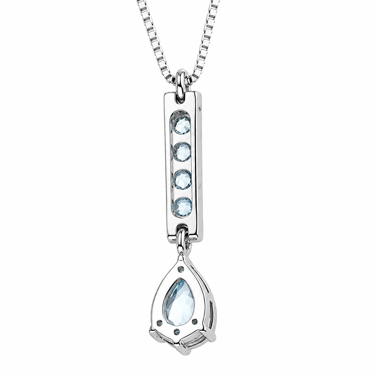 Collana con ciondolo - 18 carati Oro bianco - 0.92ct. tw. Acquamarina - Topazio - Made in Italy - Handmade