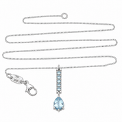 Collana con ciondolo - 18 carati Oro bianco - 0.92ct. tw. Acquamarina - Topazio - Made in Italy - Handmade