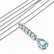 Collana con ciondolo - 18 carati Oro bianco - 0.92ct. tw. Acquamarina - Topazio - Made in Italy - Handmade