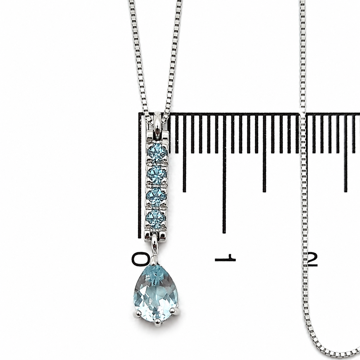 Collana con ciondolo - 18 carati Oro bianco - 0.92ct. tw. Acquamarina - Topazio - Made in Italy - Handmade