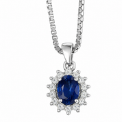Collana con ciondolo - 18 carati Oro bianco - 1.01ct. tw. Zaffiro - Diamante - Made in Italy - Handmade
