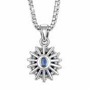 Collana con ciondolo - 18 carati Oro bianco - 1.01ct. tw. Zaffiro - Diamante - Made in Italy - Handmade