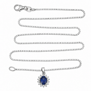 Collana con ciondolo - 18 carati Oro bianco - 1.01ct. tw. Zaffiro - Diamante - Made in Italy - Handmade