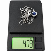 Collana con ciondolo - 18 carati Oro bianco - 1.01ct. tw. Zaffiro - Diamante - Made in Italy - Handmade
