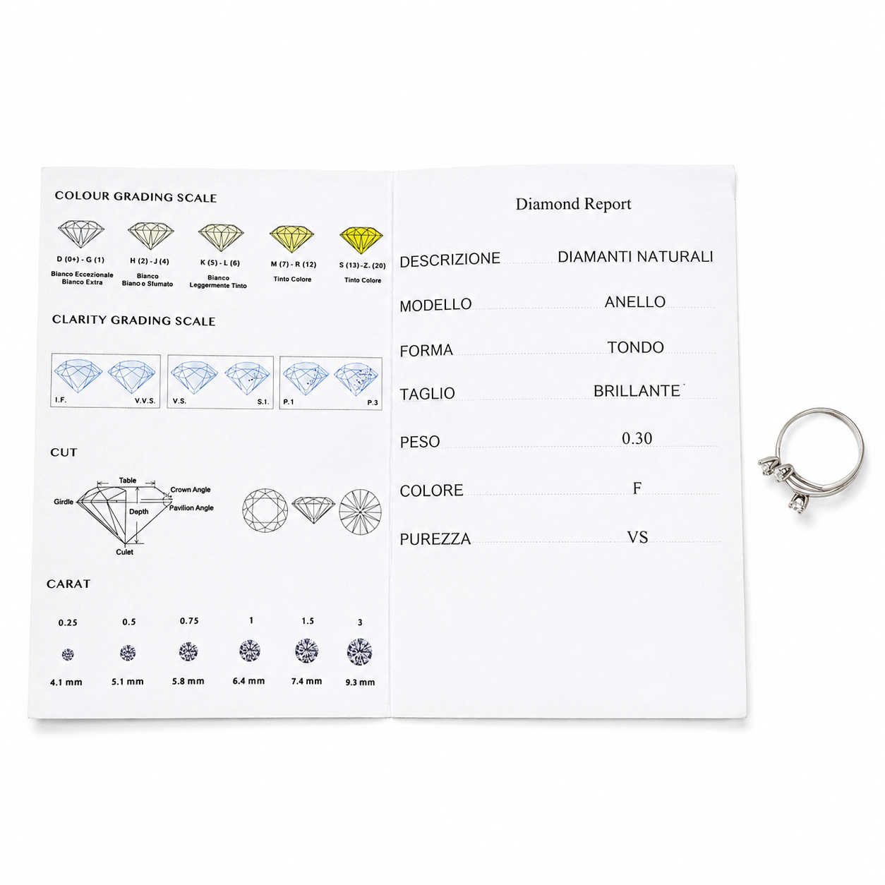 Anello - 18 carati Oro bianco - 0.30ct. tw. Diamante (Naturale) - Made in Italy