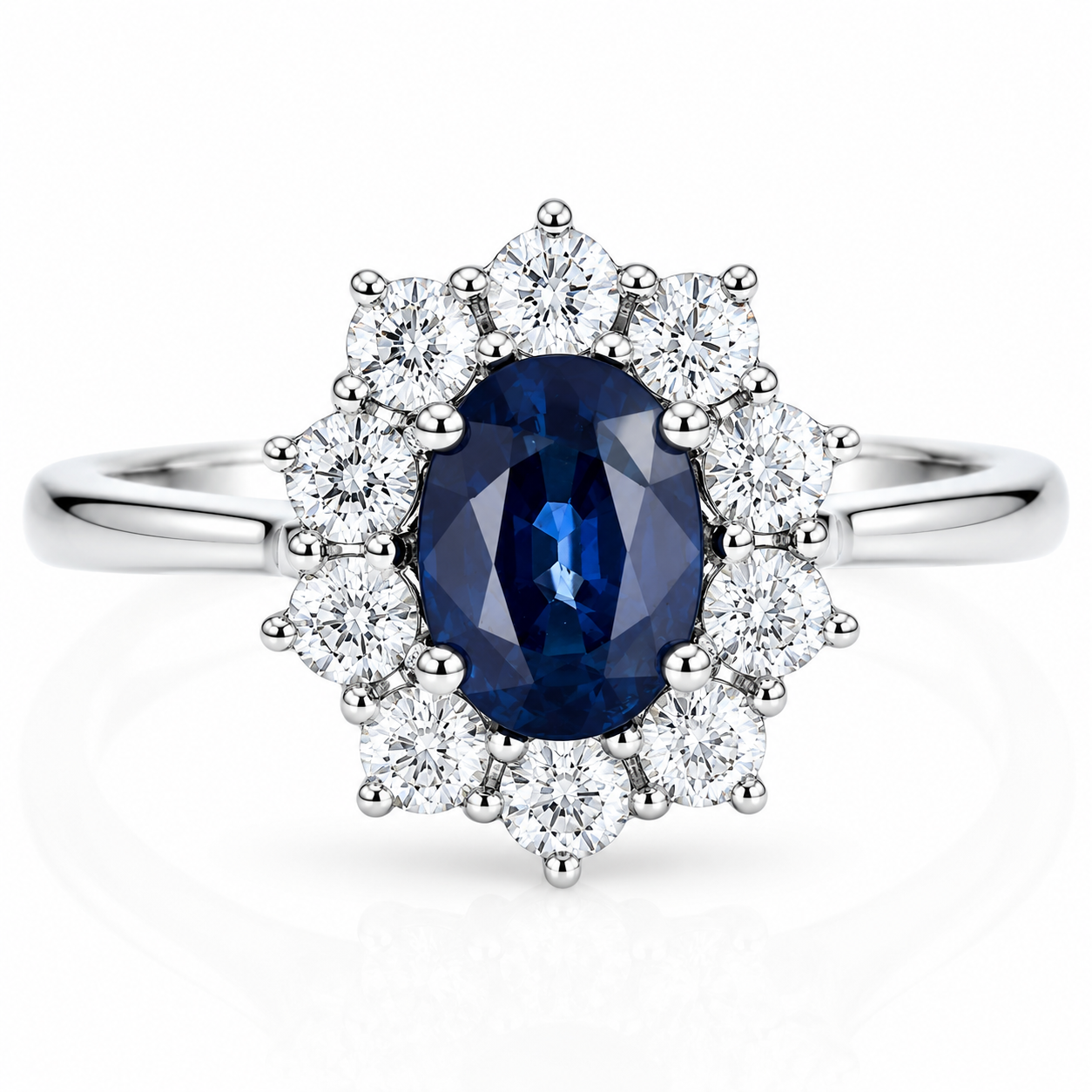 Anello - 18 carati Oro bianco - 1.90ct. tw. Zaffiro - Diamante - Handmade - Made in Italy